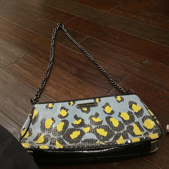 Gorgeous Betsey Johnson Sky Blue / Pale Yellow Sequined Bag - Picture 8 of 12